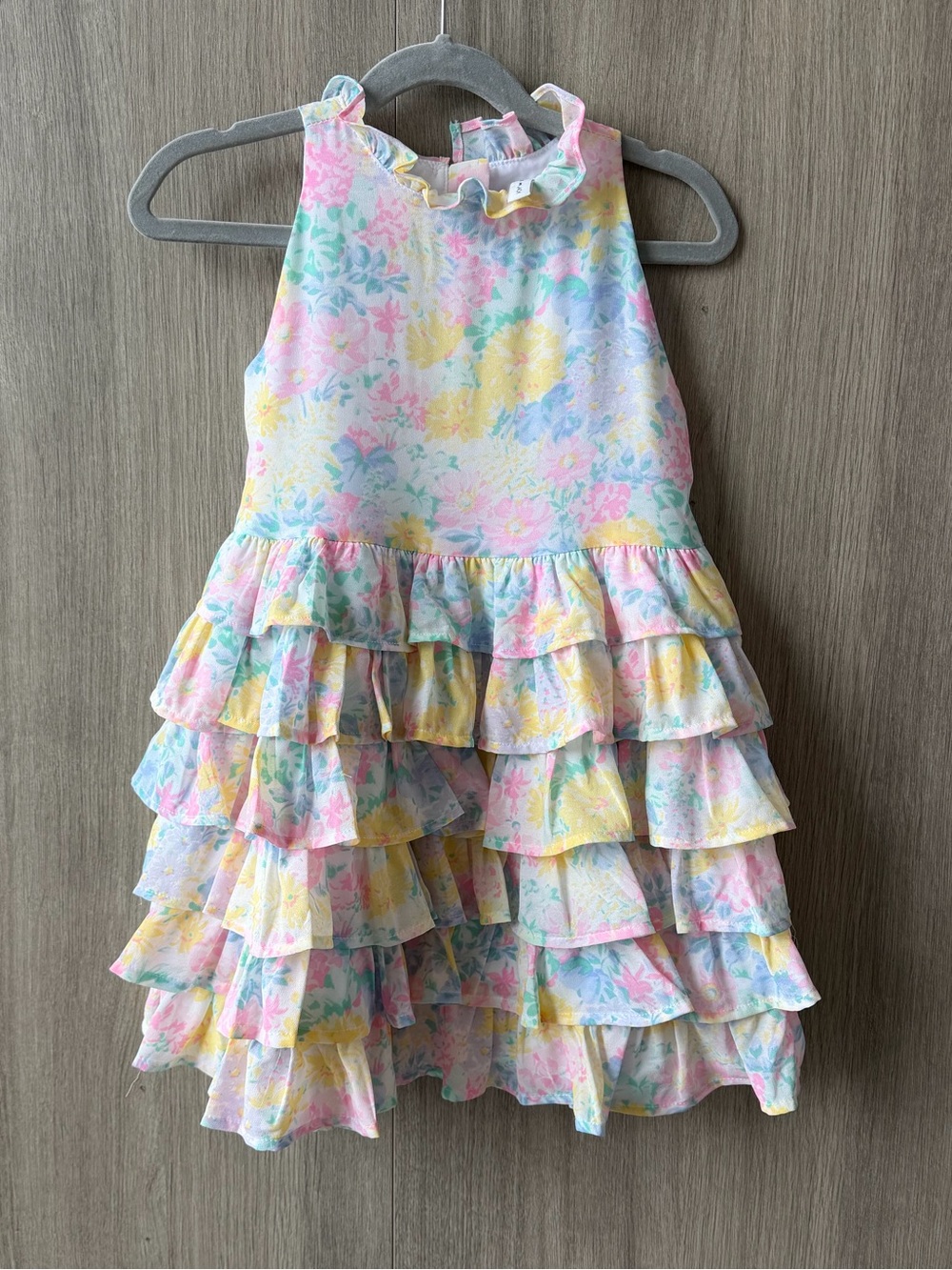Janie and Jack Pastel Floral Tiered Ruffle Dress- brand new